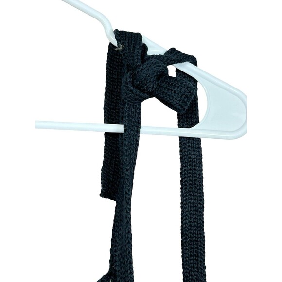 ZARA Crochet Knit Midi Dress S Blue Striped Tie Shoulder Boho Beach Resort NWT - Picture 10 of 15